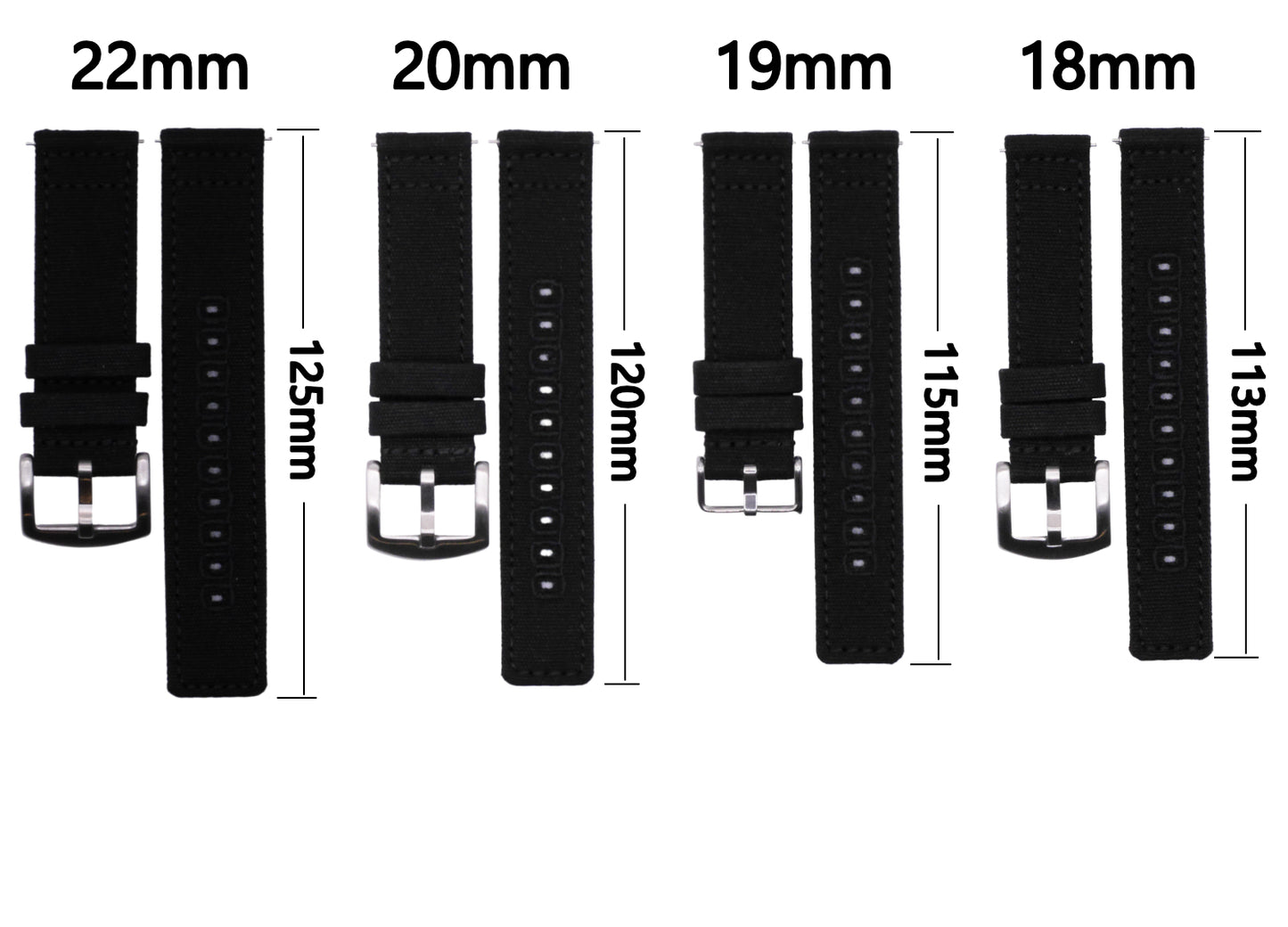 Canvas Sports/Field Watch Strap in 18mm, 19mm, 20mm & 22mm | Durable Canvas