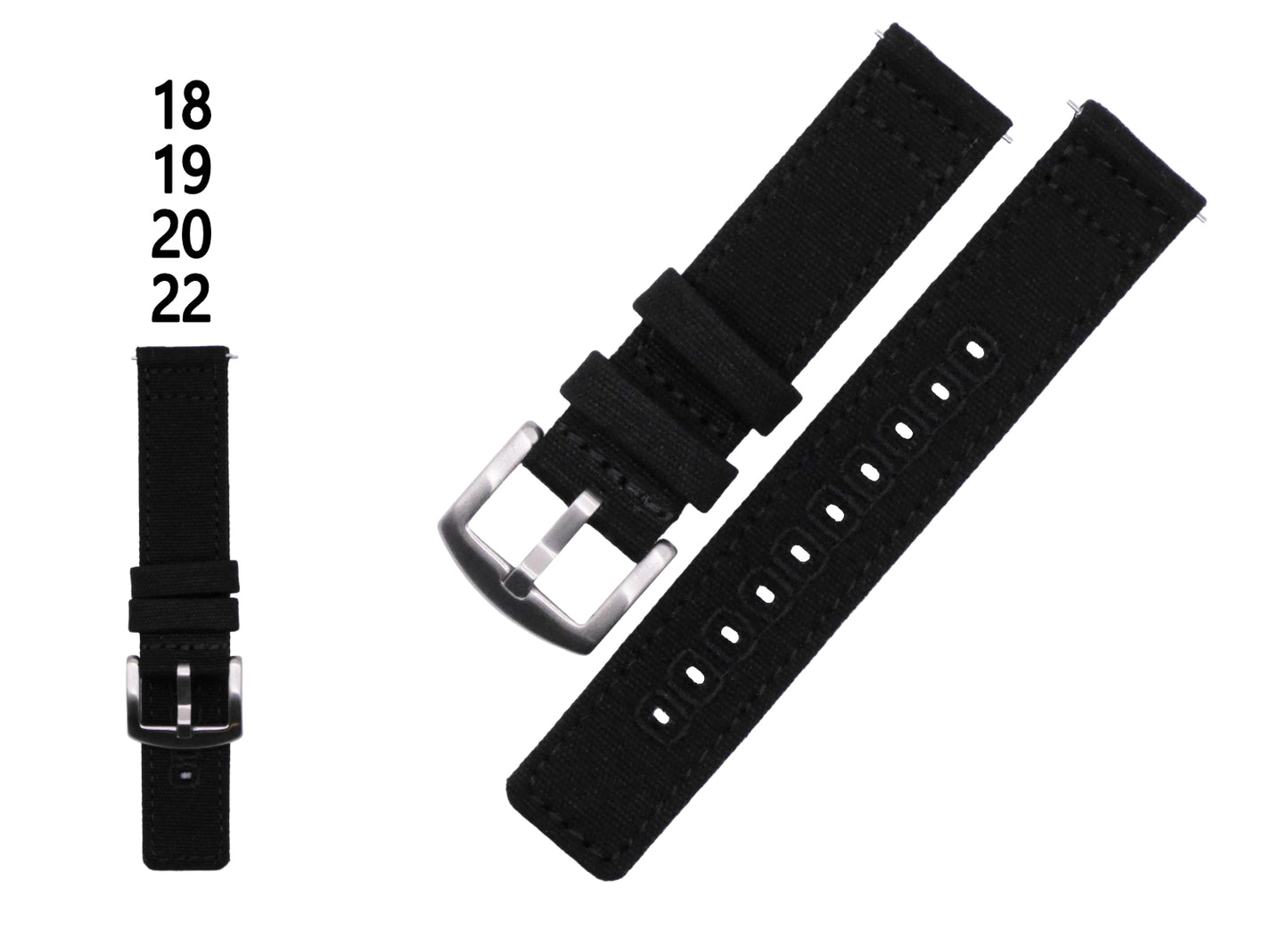 Canvas Sports/Field Watch Strap in 18mm, 19mm, 20mm & 22mm | Durable Canvas