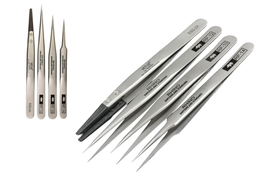 4-Piece Watchmaker's Tweezer set (Sizes No.2, No.3, No.5, No.2A ESD)