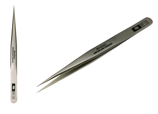 Watchmaker Tweezer - Rhino Pro Series Tweezer, Medium Tip – Size No. 2 (RP12)