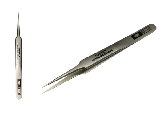 Watchmaker Tweezer - Rhino Pro Series Tweezer, Extra Fine Tip – Size No. 5 (RP14)