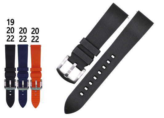 FKM Rubber Smooth Diver’s Watch Strap – 19mm, 20mm & 22mm | Premium Waterproof Strap