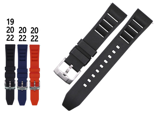 FKM Rubber Vented Diver’s Watch Strap – 19mm, 20mm & 22mm | Premium Waterproof Strap